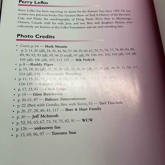 Bret Hitman Hart Softcover Fan Book With Perry Lefko - Picture 12 of 16